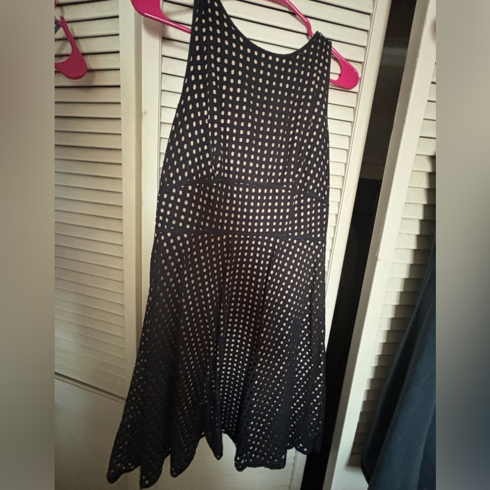 Loft Black and White A-line cutout dress. Condition is like new